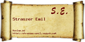 Straszer Emil névjegykártya